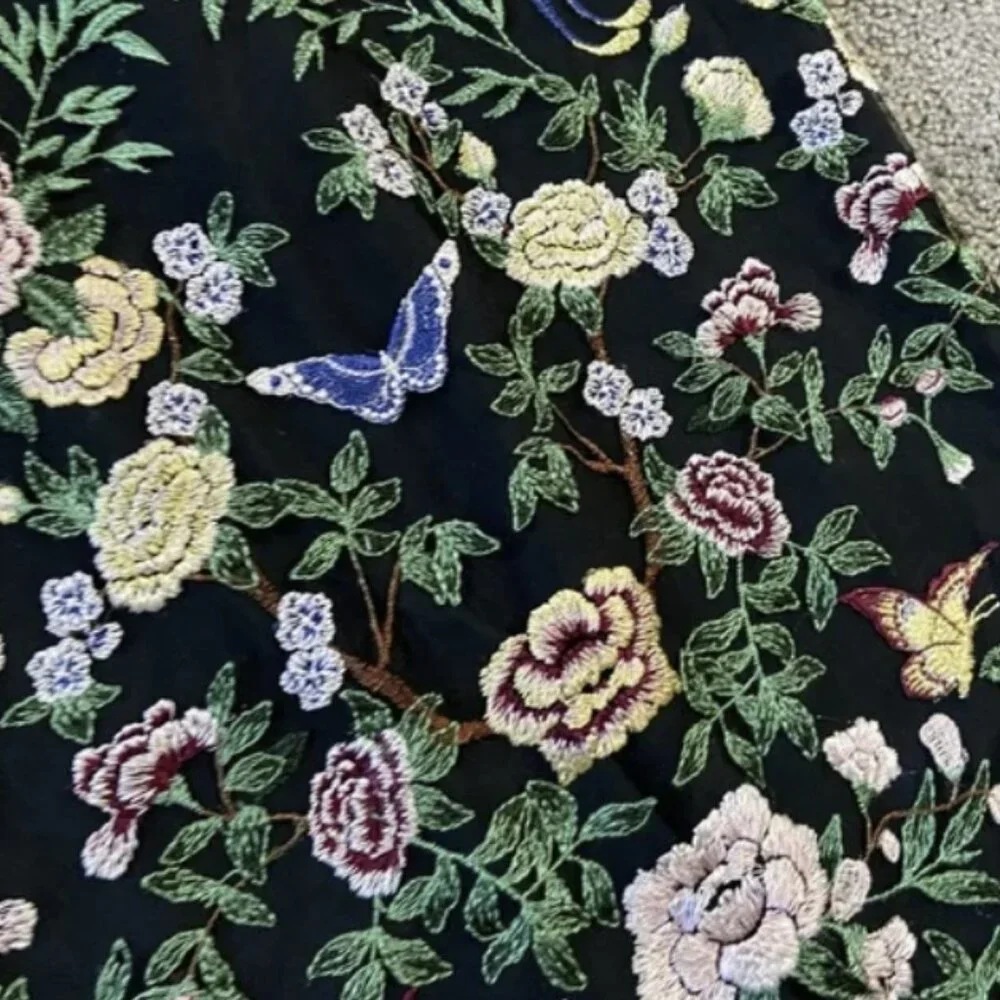 NWT Marchesa Notte Floral Embroidered On Tulle Midi Dress Size 10 - Picture 6 of 8